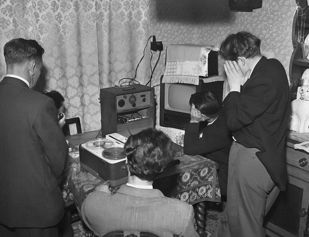 1950s family watching television